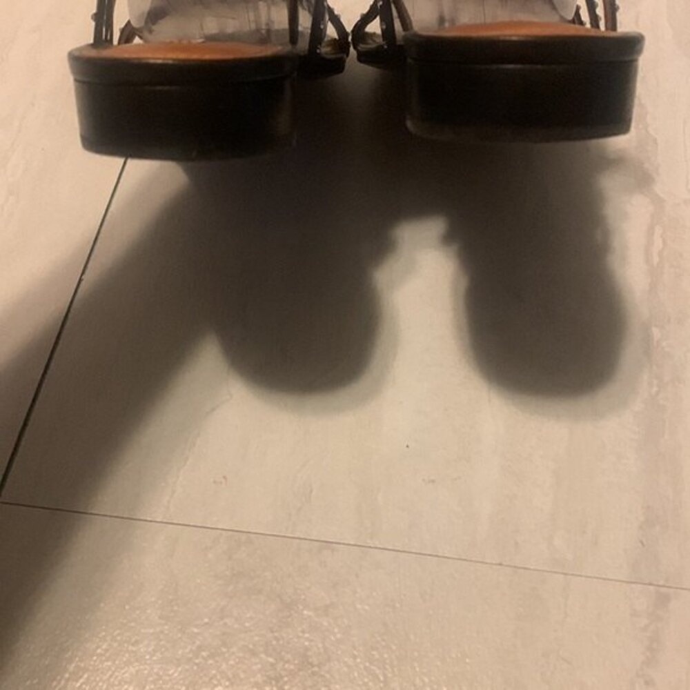 & Other Stories Strappy Flat Sandals US 9.5 Leather Black Studded Rhinestone - Picture 13 of 16